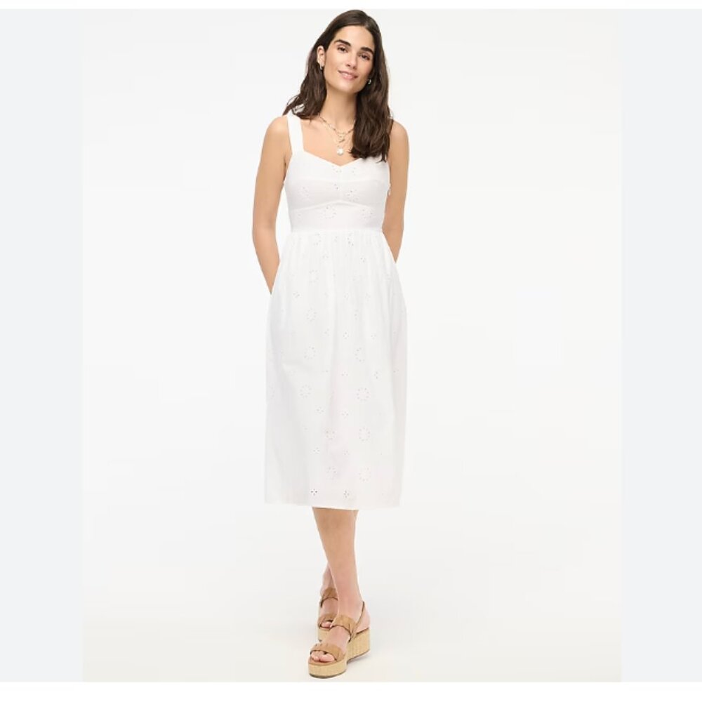 J Crew Eyelet Midi Dress - NEW
